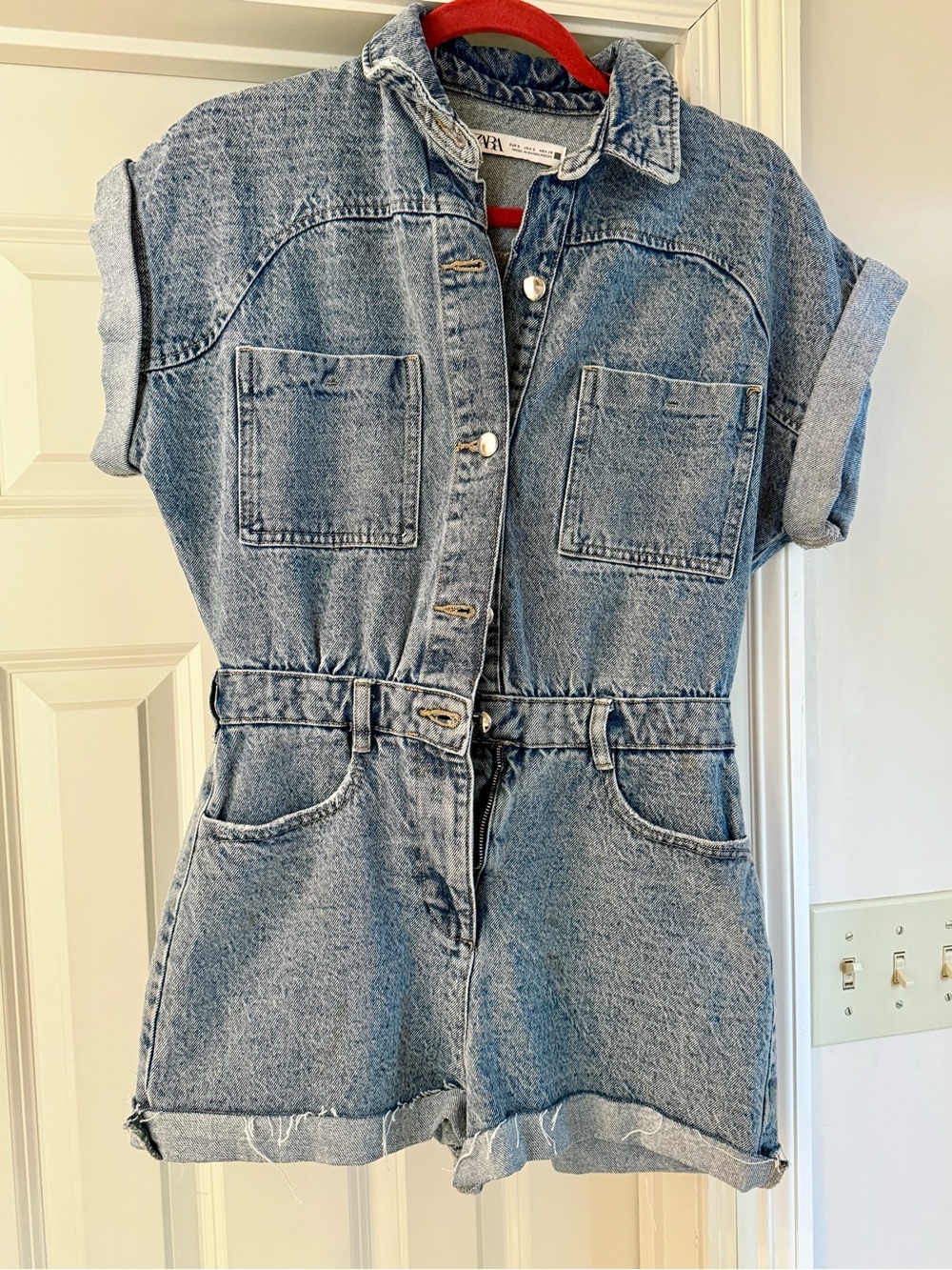 Zara Faded Blue Denim Romper